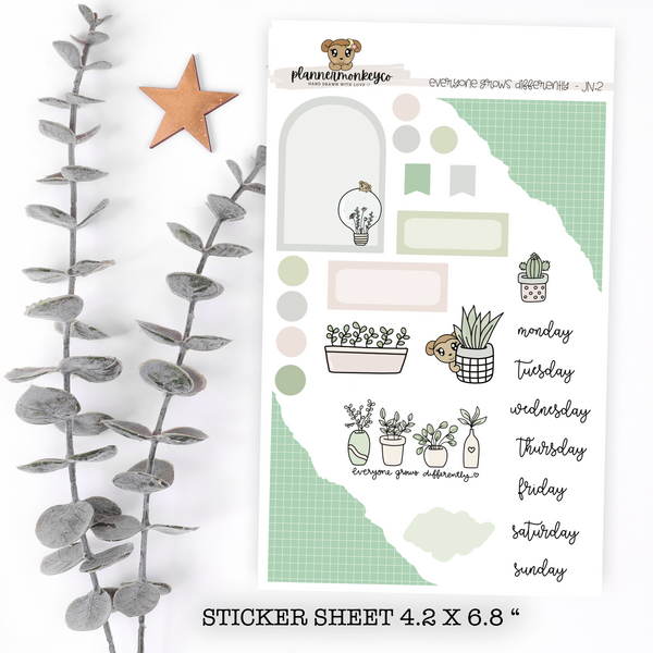 Everyone Grows Differently Journaling Deco Sheet