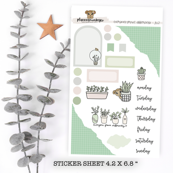 JN.2 | Everyone Grows Differently Journaling Deco Kit | Regular OR Transparent Matte