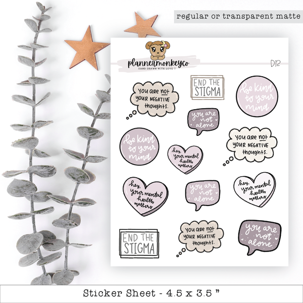 Neutral Mental Health Doodle Stickers