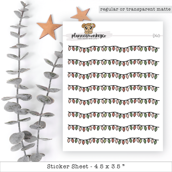 Christmas String Lights Doodle Stickers