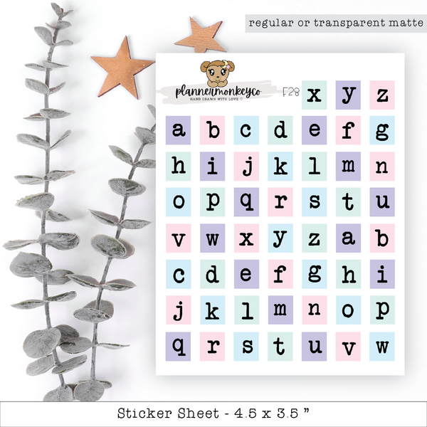 Pastel Typewriter Alpha Letter Stickers