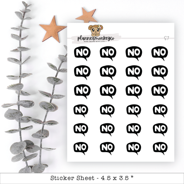 'No' Speech Bubble Planner Stickers