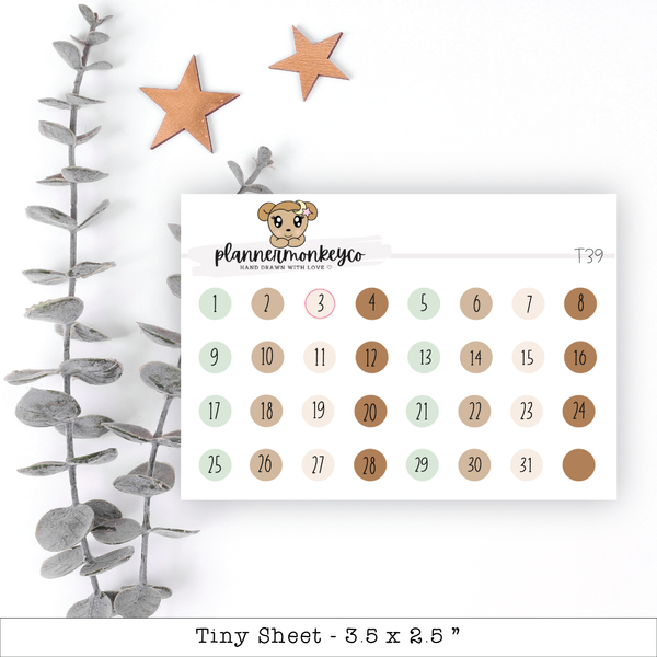 Autumn/Fall Date Dot Stickers - Tiny Sheet
