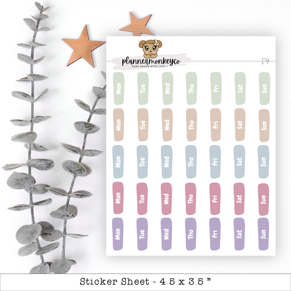 F9 | Late Spring Bloom Bookish Days Of The Week Stickers