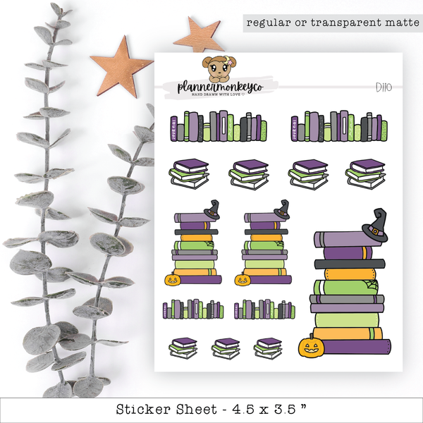 Spooky Halloween Bookish Doodle Stickers