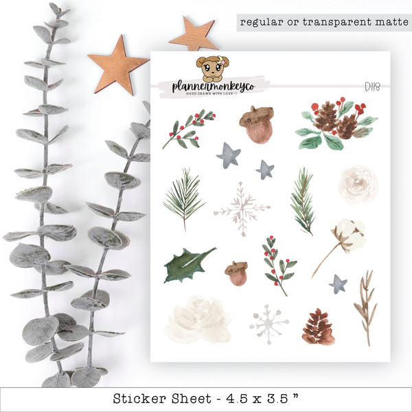 Holiday Enchantment Watercolour Doodle Stickers