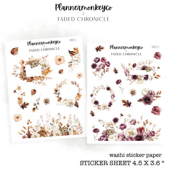PFC.1 / PFC.2 | Falling For Fall Macy Floral Sticker Sheets (PMC X FC) | Washi Paper