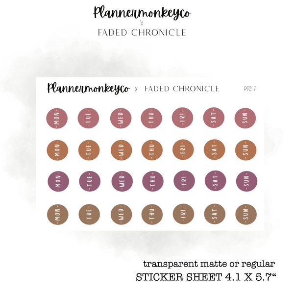 PFC.7 | Fall / Autumn Days Of The Week Stickers (PMC X FC)