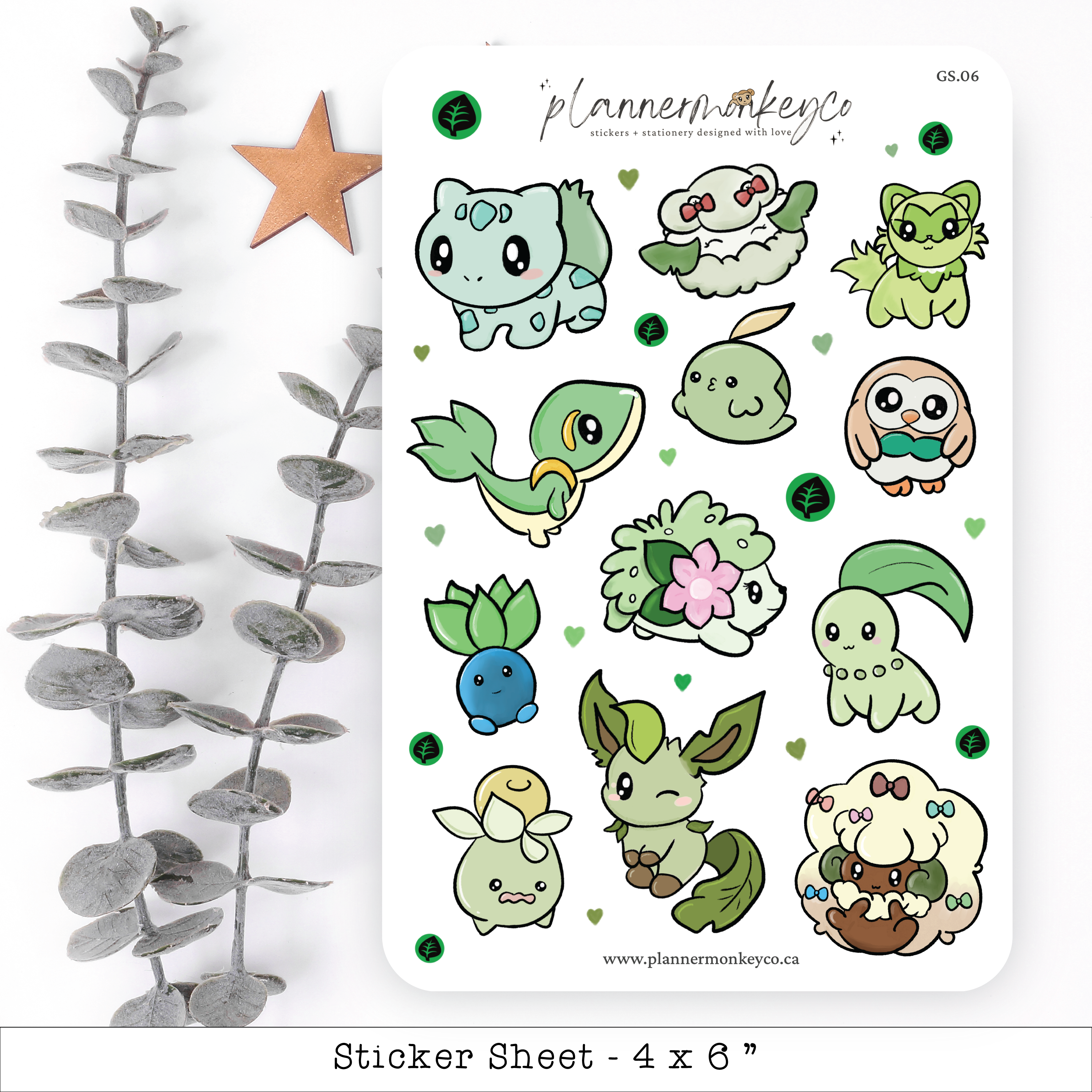 Grass Type Pocket Planner Pal Pokemon Deco Stickers – PlannerMonkeyCo