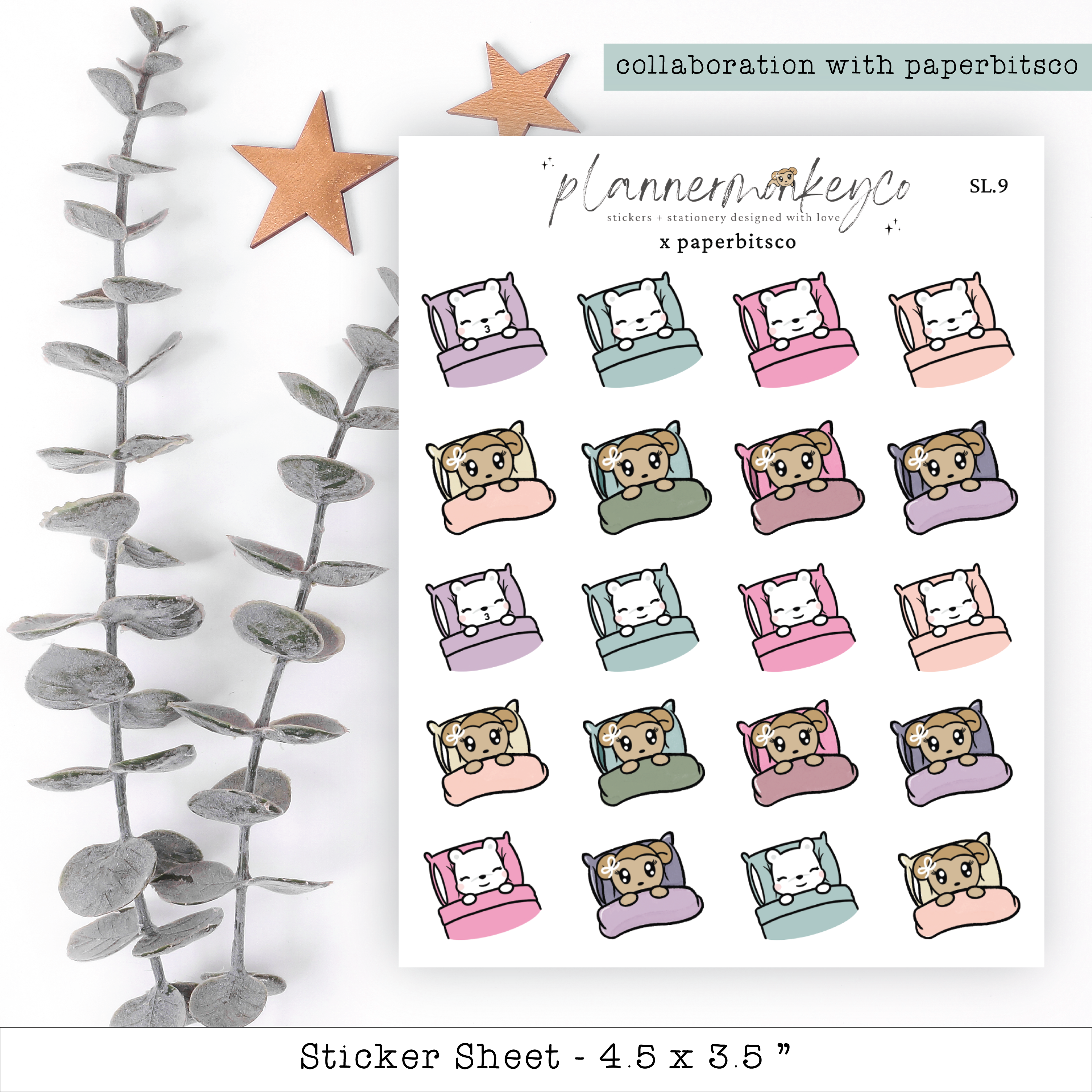 Sleep In / Bed Early Self Love Stickers (PMC X PBC) – PlannerMonkeyCo