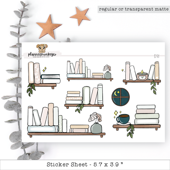 a drawing of a shelf with a lot of books on it