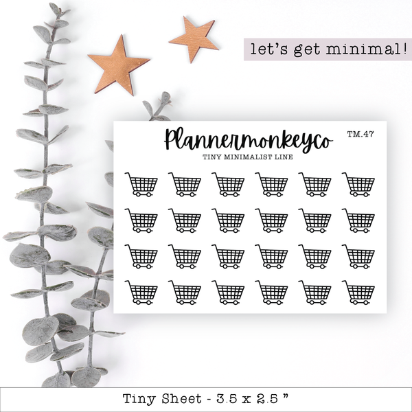 a planner sticker with a shopping cart on it