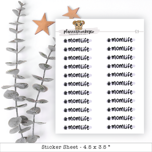 a sticker sheet with the words momlife and stars