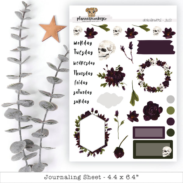 a sheet of stickers with flowers and leaves