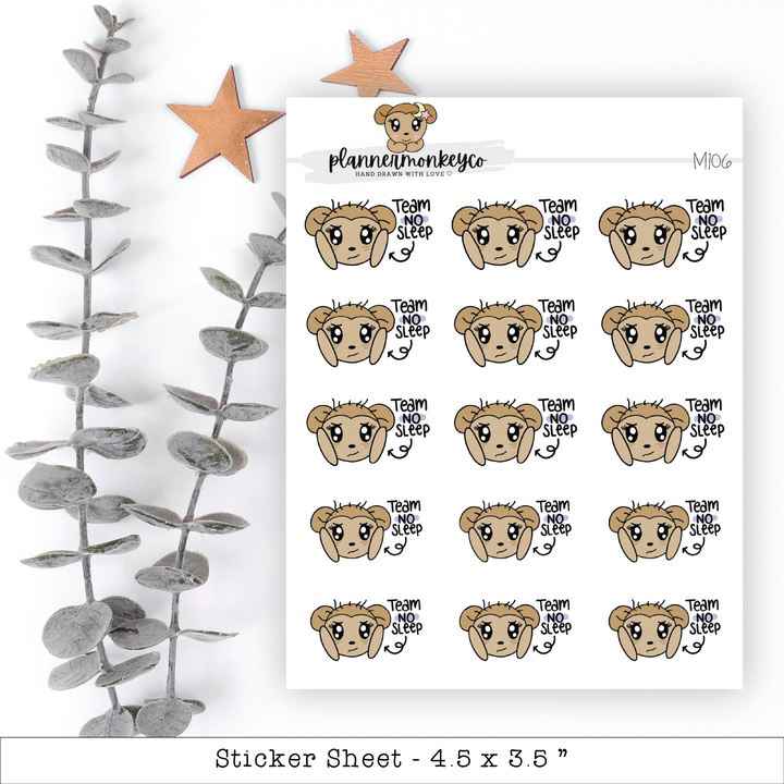 a sheet of stickers with a bear face