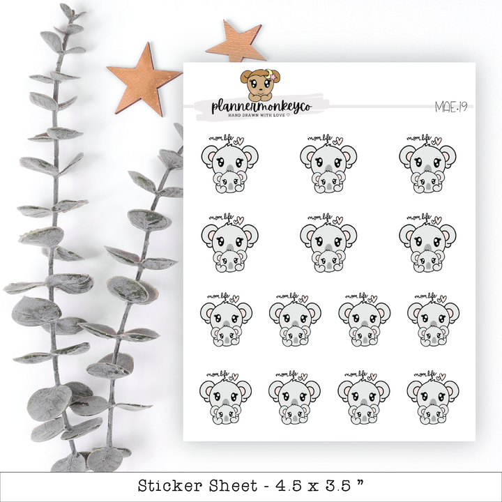 a sheet of stickers with a picture of an elephant