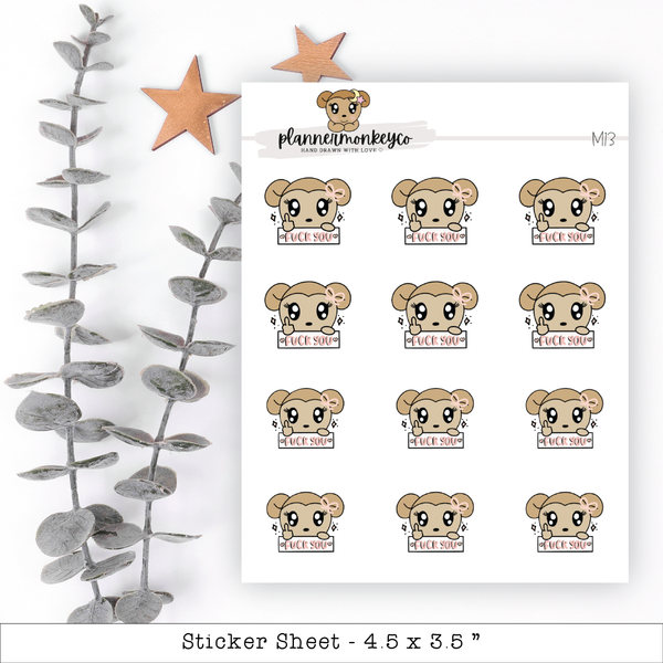 a sticker sheet with a sticker of a cartoon bear