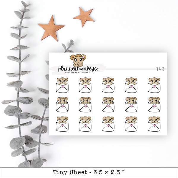 a sticker of a teddy bear with a bow