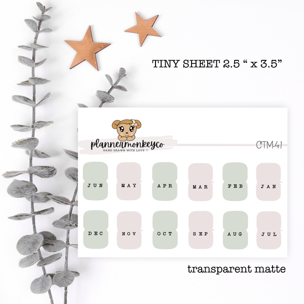 CTM.41 |  " Neutral Planted Tab " Mini Monthly Tab Kit Tiny Sheet (Transparent)