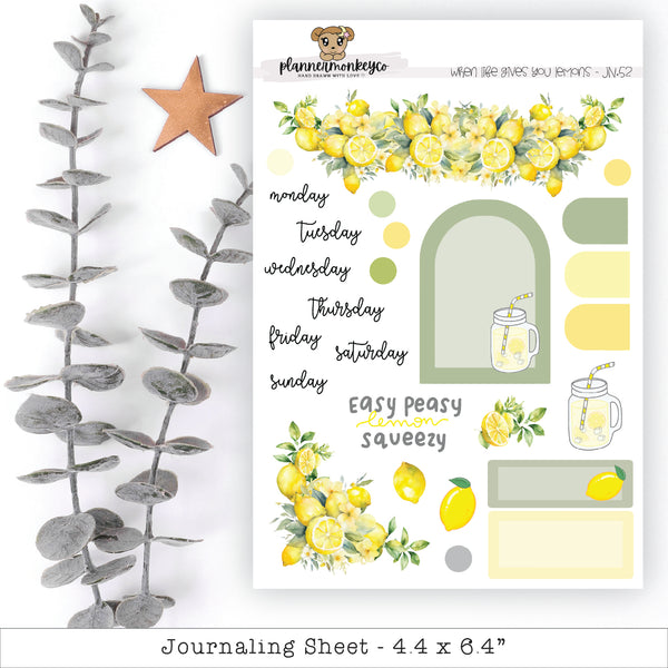 a picture of a lemon themed sticker sheet