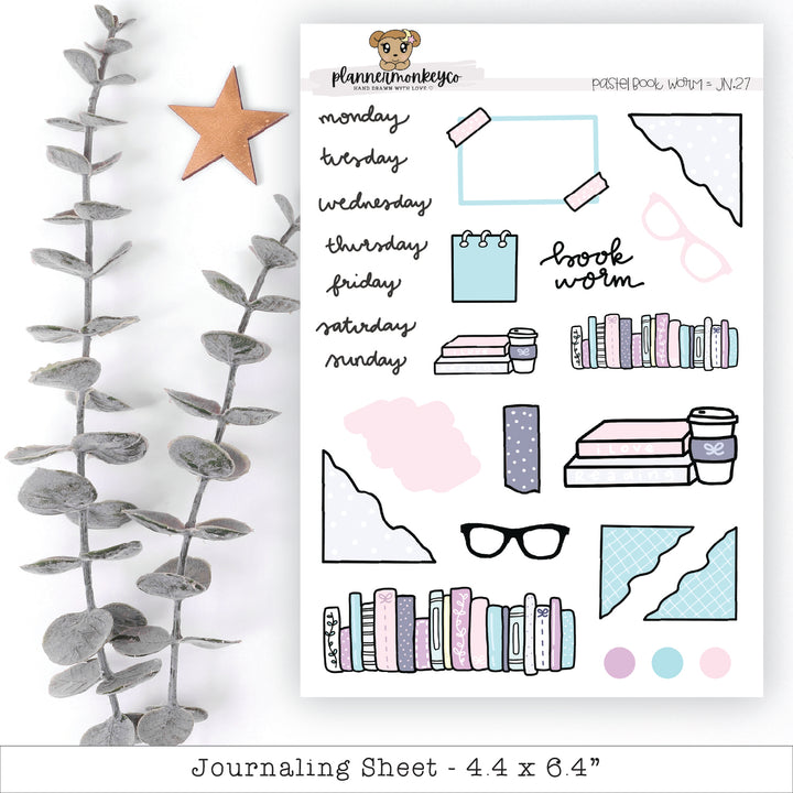 a sticker sheet with a plant and a star