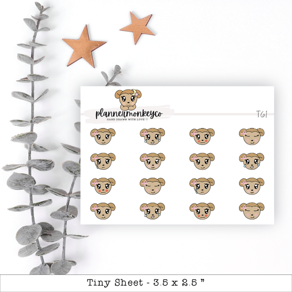 a sheet of stickers with a teddy bear on it