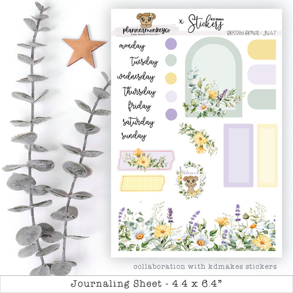 a sticker sheet with flowers and a star