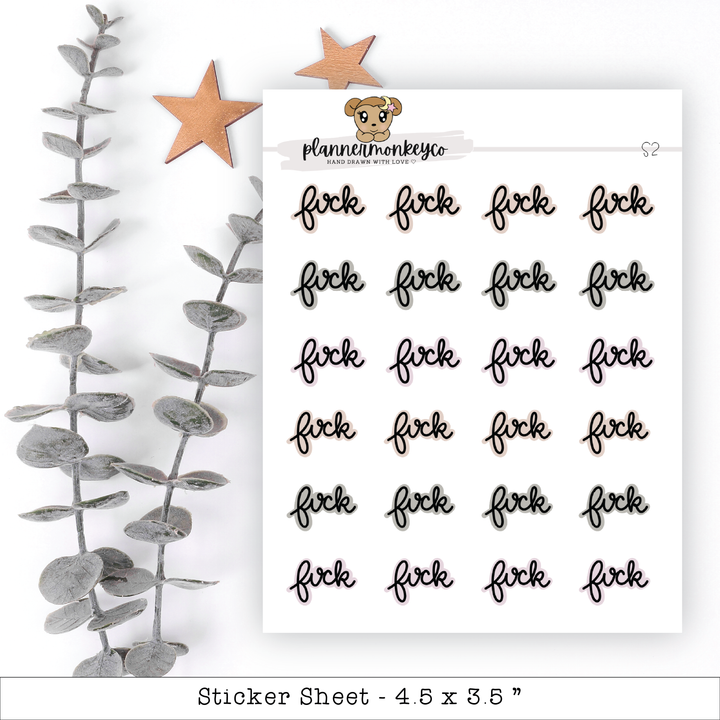 a sticker sheet with words and stars on it