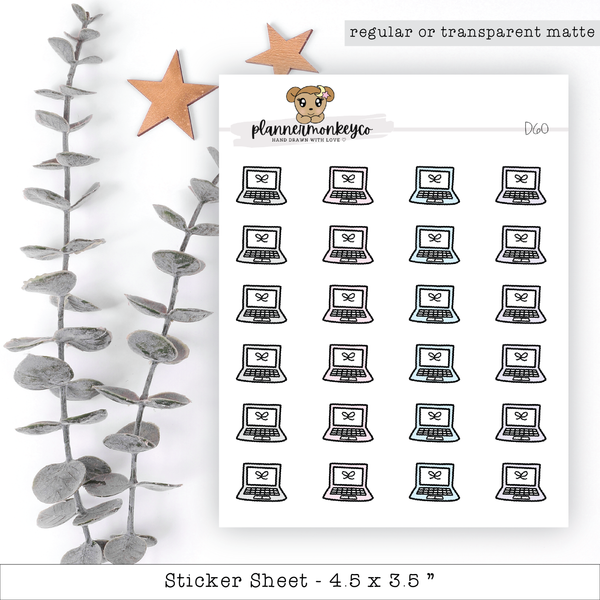 a sticker sheet with a picture of a laptop on it