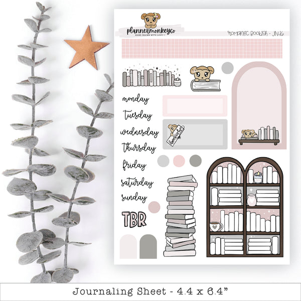a planner sticker with a book shelf and a star