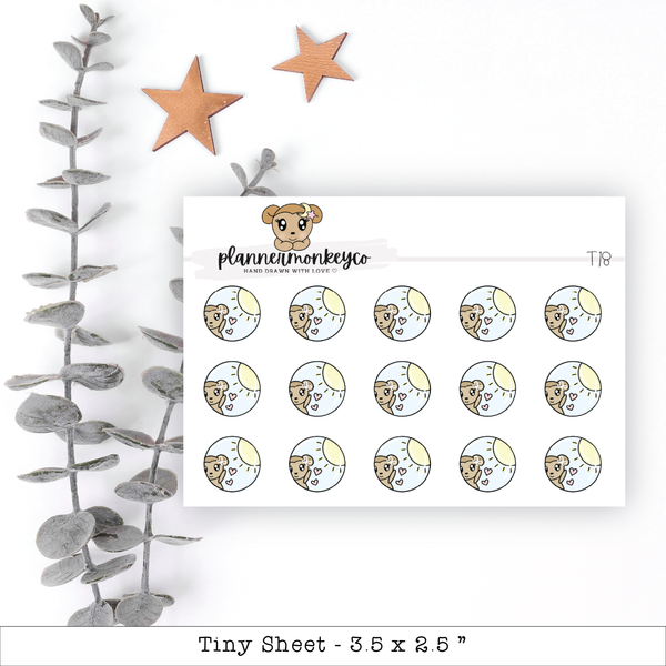 a sticker sheet with a teddy bear on it