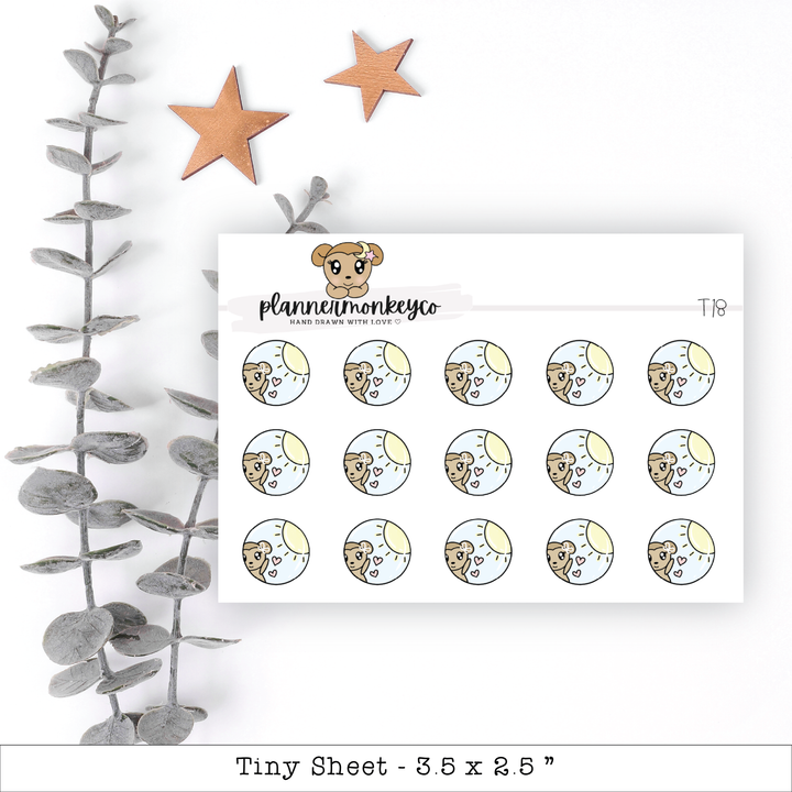 a sticker sheet with a teddy bear on it