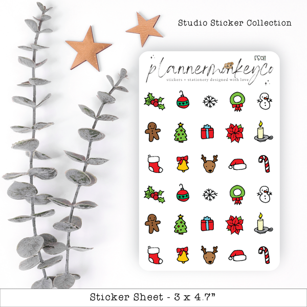 Christmas Holiday Doodle Stickers | Studio Sticker Collection