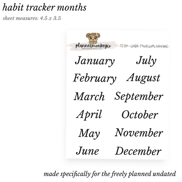 TF94 | Freely Planned Months Small  (Monthly Habit Tracker) (Transparent)