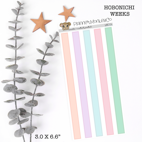 HOF.54 | Hobonichi Weeks Date Cover Colour Strips ' Muted Pastel ' (Transparent)