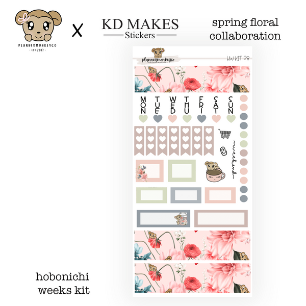 HWKIT28 | Hobonichi Weeks Kit ' Spring floral PMC X KDMAKES '
