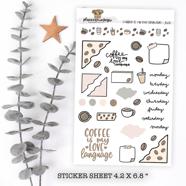 JN.10 | Coffee Is My Love Language Journaling Deco Kit | Regular + Transparent Matte