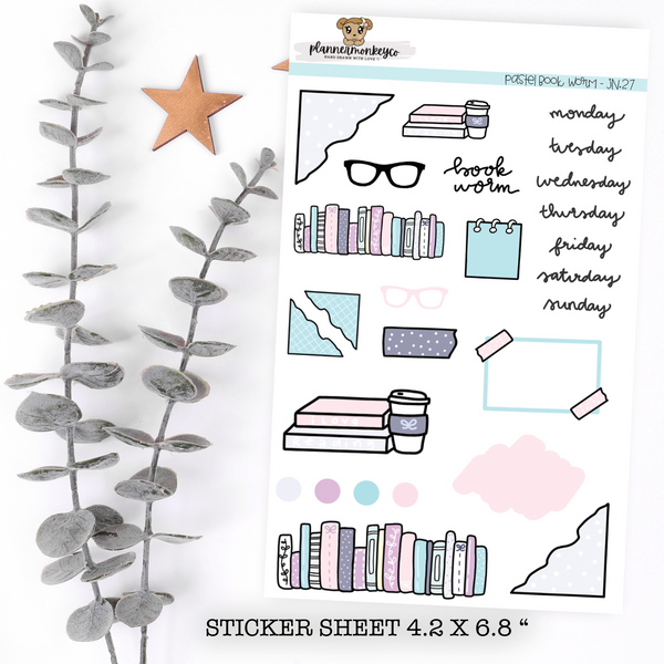 Pastel Book Worm Journaling Deco Sheet