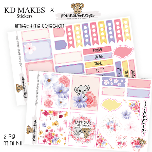 MK.4 | Self Care Floral Weekly Planning 2pg Mini Kit (PMC X KDMAKES)