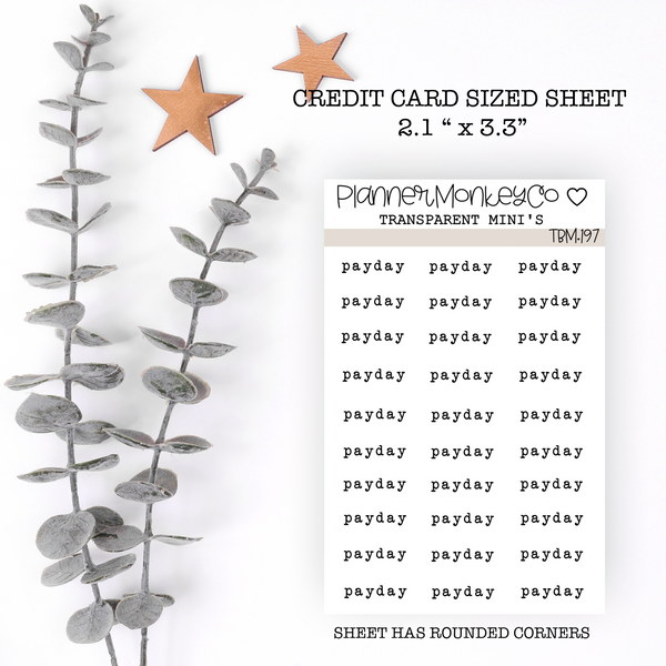 TBM.197 | Payday Typewriter Font Mini Sheet (Transparent)