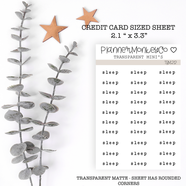 TBM.212 | Sleep Typewriter Font Mini Sheet (Transparent)