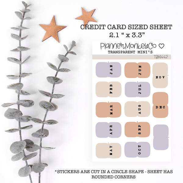 TBM.442 | " Neutral Butterfly" Micro Monthly Tabs Mini Sheet (Transparent)