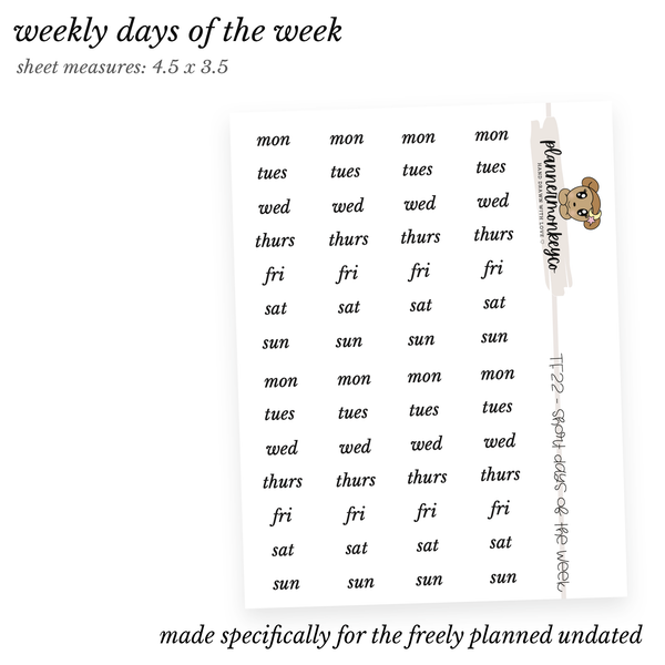 TF22 | Freely Planned Short Days Of The Week (Weekly) (Transparent)
