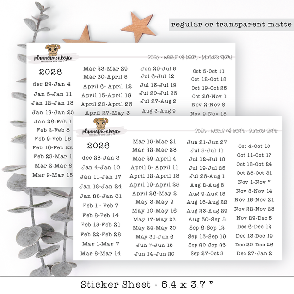 Weeks Of The Year 2026 Stickers