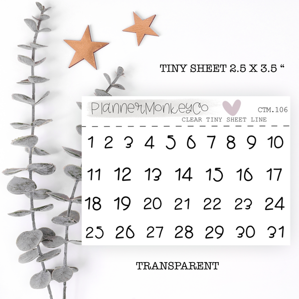 CTM.106 | Date Numbers Tiny Sheet (Transparent)