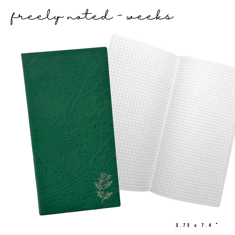 Freely Noted Weeks Size - GREEN | 52 gsm Tomoe River Paper Notebook (no monthly calendars)