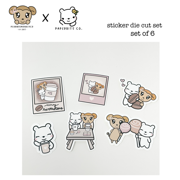 Cafe Collection Sticker Die Cut Set of 6 | PMC X PBC
