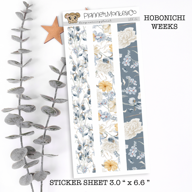 HOF.14 | Long Washi Deco Strips " Dewy Morning Floral " (Transparent)
