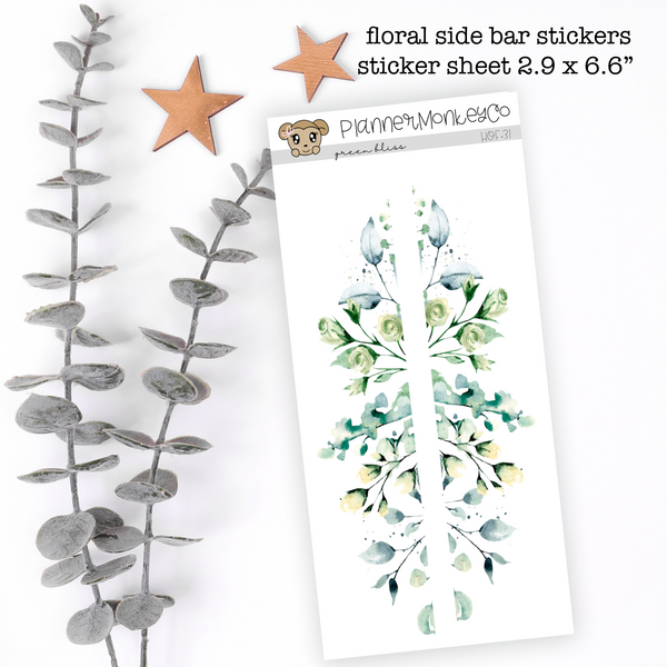 HOF.31 |  Green Bliss Floral Side Bar Deco (Transparent)