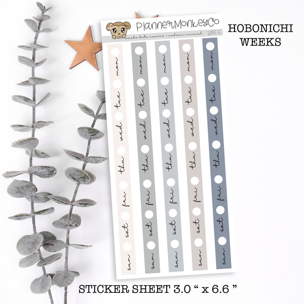 HOF.5 | Hobonichi Weeks Date Cover Strips ' Modern Minimal '